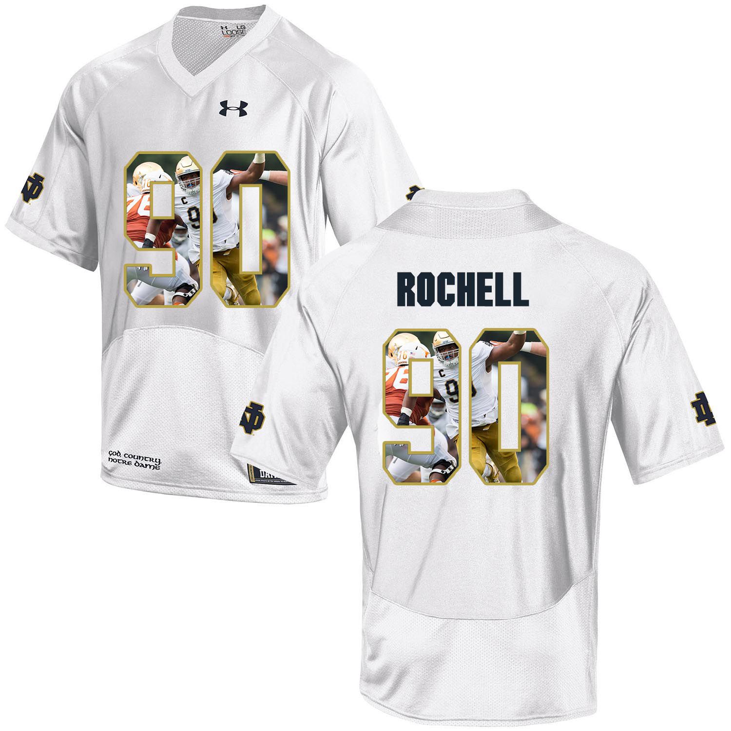 Men Norte Dame Fighting Irish #90 Rochell White Fashion Edition Customized NCAA Jerseys->customized ncaa jersey->Custom Jersey
